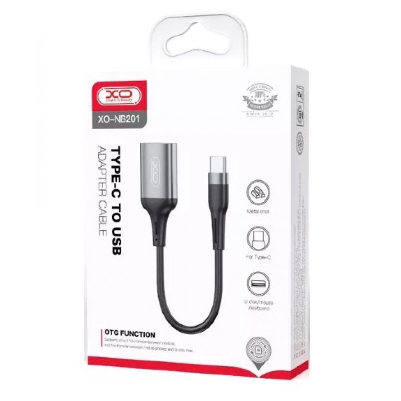 Адаптер XO NB201 OTG (Type-C-USB2.0), Черный
