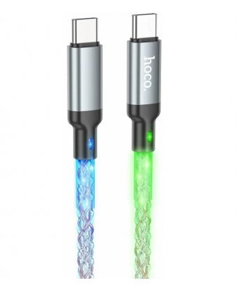 Кабель USB-C Hoco U112 60W Type-c+Type-C 1м, светящийся,Серый