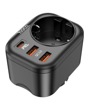 Сетевой фильтр HOCO NS3 1 гнездо + PD 20W + 2USB QC3.0 18W ,Черный Сетевой фильтр HOCO NS3 1 гнездо + PD 20W + 2USB QC3.0 18W ,Черный
