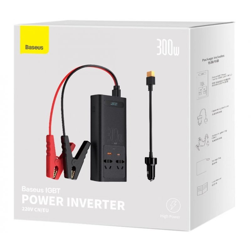 Автомобильный инвертор Baseus IGBT Power Inwerter 220V CN/EU 300W (BS-C130-02)