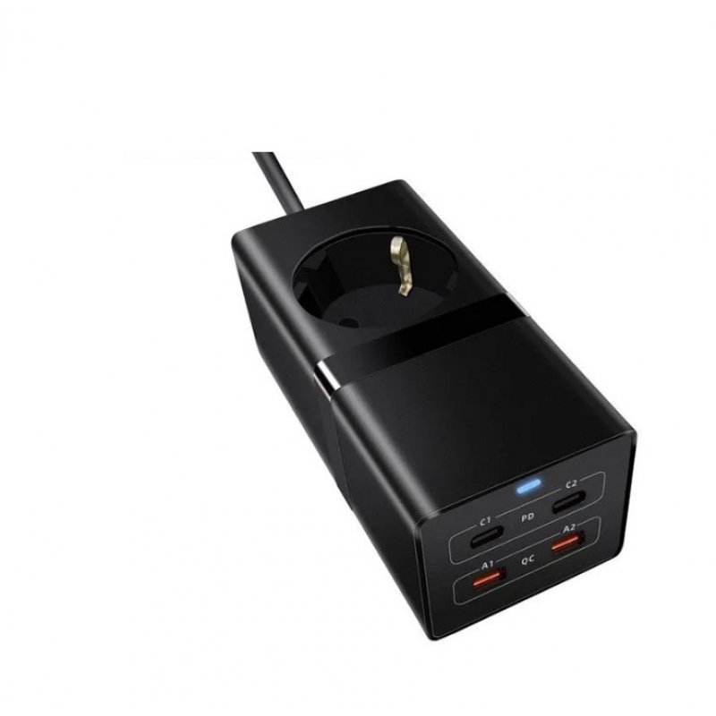 Сетевой фильтр с быстрой зарядкой Spetime GaN 3 Pro 65Вт (TDS12), Черный