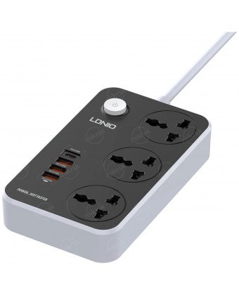 Сетевой фильтр LDNIO SC3412 2м, 3 розетки, 3*USB QC3.0, Type-C PD(SC3412) Серый