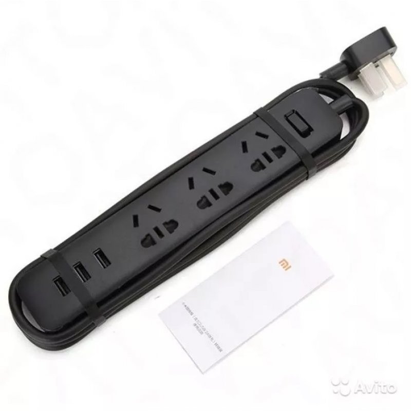 Сетевой фильтр Xiaomi Mi Power Strip (3 розетки+3 USB) XMCXB01QM (Черный)